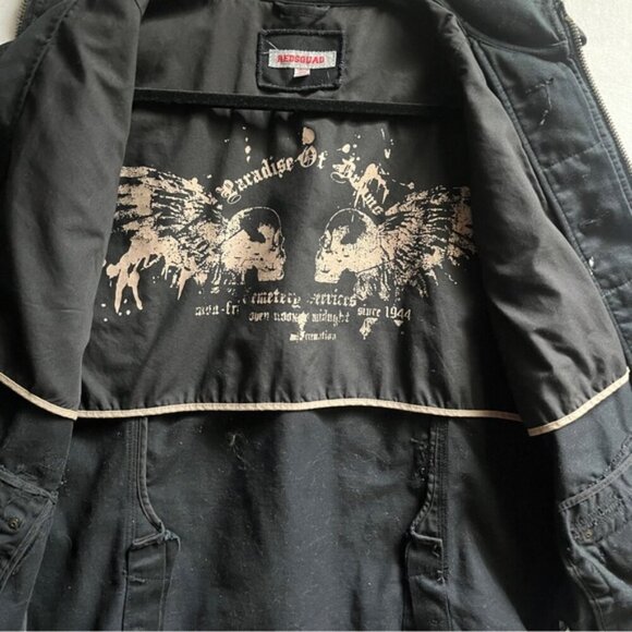 Red Squad fringe distressed black denim cotton vest Sz L - Picture 7 of 13